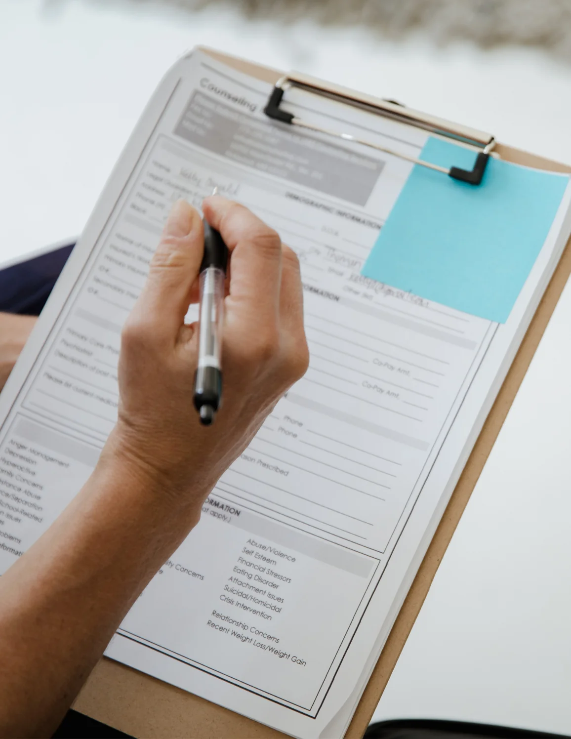 New patient paperwork at Torrance Dental Center